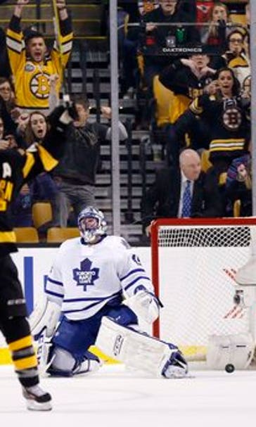 Marchand's last-minute goal lifts Bruins past Leaf